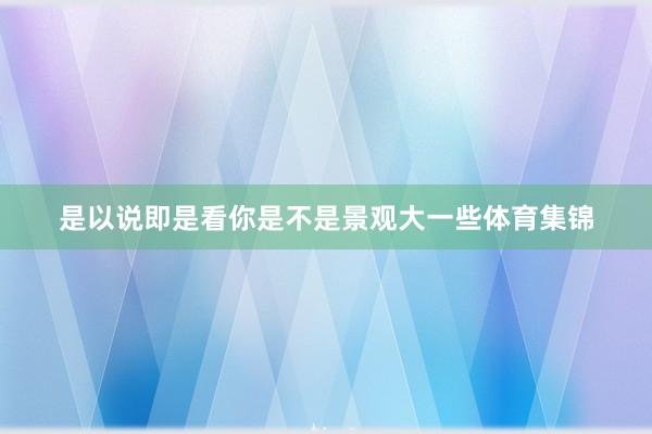 是以说即是看你是不是景观大一些体育集锦