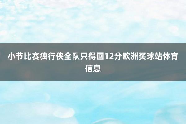 小节比赛独行侠全队只得回12分欧洲买球站体育信息